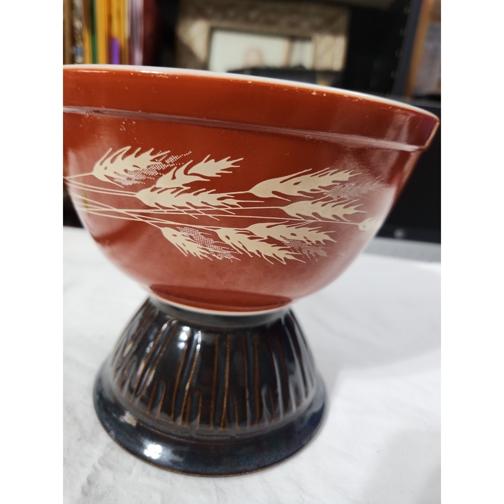 Vintage Pyrex‎ Autumn Harvest Wheat Mixing Bowl 402 1.5L Rust Orange Milk Glass